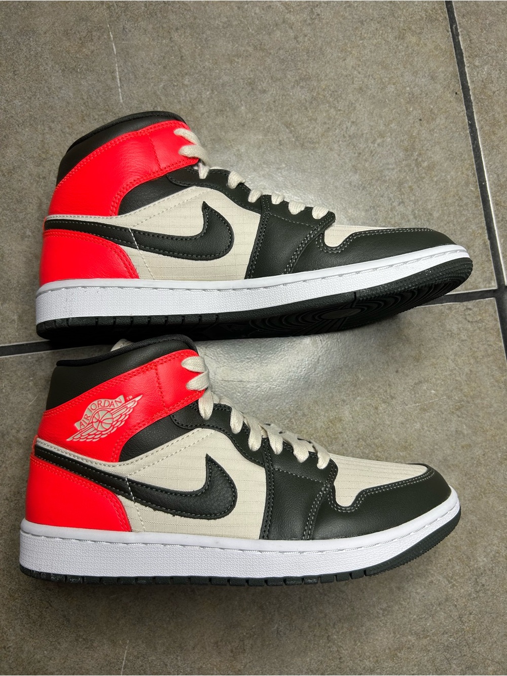 Jordan Men’s High-Top Sneakers - Black, Cream & Red